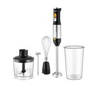 Sencor Frullatore a Immersione Multifunzione Ultra-Potente, 1200W, con Frusta, Tritatutto & Montalatte, Lame Quad Blades in Acciaio Inox, Controllo della Velocità Continuo, Design Ergonomico - Nero