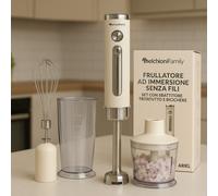Frullatore ad Immersione Ariel con Batteria Ricariabile Recipiente da 0.5 L Potenza 150 Watt Colore Bianco