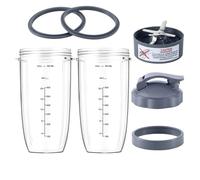 Frullatore da 7 pezzi, tazza enorme da 32 once con coperchio ribaltabile e anello e lama di estrazione compatibile con NutriBullet 600W/900W