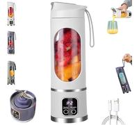 Frullatore digitale multimodale - Display LED intelligente, spremiagrumi portatile da 450 ml con display digitale, spremiagrumi portatile multimodale, il miglior frullatore compatto per (White)