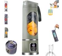 Frullatore digitale multimodale - Display LED intelligente, spremiagrumi portatile da 450 ml con display digitale, spremiagrumi portatile multimodale, il miglior frullatore compatto per (Green)