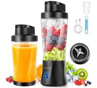 Frullatore Elettrico Portatile 700ml, Blender Frullatore Smoothie Multifunzione Ricaricabile via USB (6000mAh), 6 Lame 3D, Impermeabilità IP67, Auto-Pulizia - Nero