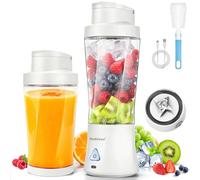 Frullatore Elettrico Portatile 700ml, Blender Frullatore Smoothie Multifunzione Ricaricabile via USB (6000mAh), 6 Lame 3D, Impermeabilità IP67, Auto-Pulizia - Bianco