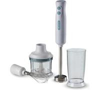 Ariete 601 Pimer 3in1, 700 W, 2 velocità, Lama in acciaio inox, Gamba removibile, Bicchiere trasparente, Bianco & Celeste