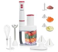 BAKAJI Frullatore a Immersione 4in1 con Accessori Frusta, Tritatutto, Frullatore lame acciaio, Miniprimer con accessori, Mixer Sbattitore taglia verdure elettrico manico Ergonomico (4 in 1 (600 W)