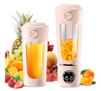 Frullatore Intelligente Portatile Ricaricabile Tramite USB 700 Ml/24.69 Oz 1500 Mah Tritaghiaccio a 12 Lame con Display Digitale Led Shaker Compatto per Frullati di Frutta pink 7.4V 1500mAh