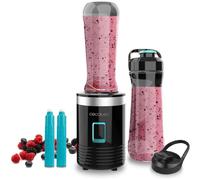 Cecotec Frullatore Portatile Individuale Power Titanium 300 EasyGo. 350W, Trita Ghiaccio, 4 lame con Rivestimento in Titanio Nero, Include 2 Tubi Refrigeranti, 2 Bicchieri Portatili e 2 Coperchi