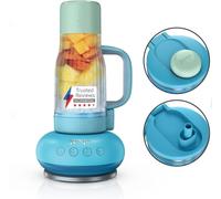 Frullatore Ninja BlendBoss con bicchiere portatile, frullatore personale con bicchiere da viaggio rimovibile, 3 modalità preimpostate automatiche, blu lampone DB351UKBL