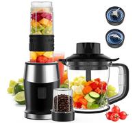 Frullatore per frullati, frullatore per frullati da 700 W, tritacarne e smerigliatrice portatile, bottiglia senza BPA da 570 ml, tazza per smerigliatrice da 300 ml, brocca da 1200 ml, frullatori per