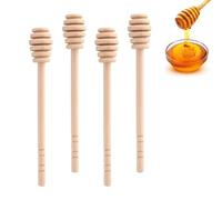 Frullatore per miele in legno, 4 pezzi, cucchiaio per miele, in legno, per matrimonio, compleanno, baby shower, Natale, feste, dessert, inodore e adatto per alimenti, 16 cm