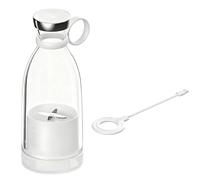Frullatore portatile, 350 ml, mini frullatore con ricarica wireless, tazza per spremiagrumi ricaricabile USB, design a quattro lame, materiale PCTG per alimenti, per frullati e frullati, bianco