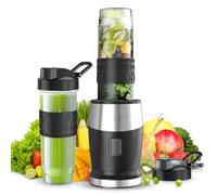 Frullatore Portatile, 500W Elettrico Frullatore Smoothie con 2 Bottiglie 570ml, Design Compatto e Facile da Pulire,Lame in Acciaio Inox, Mini Blender per Gelato, Frutta, Verdura