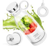 Frullatore Portatile A 6 Lame Per Succhi, Frullati E Smoothie, Mini Frullatore Da 350 Ml Con Display A Led, Ricaricabile Tramite Usb, Batteria Ricaricabile Da 3000 Mah, Bianco