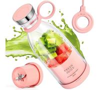 Frullatore Portatile A 6 Lame Per Succhi, Frullati E Smoothie, Mini Frullatore Da 350 Ml Con Display A Led, Ricaricabile Tramite Usb, Batteria Ricaricabile Da 3000 Mah, Rosa