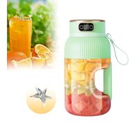 Frullatore portatile da 1,2 l, per frullati e frullati, con 10 lame, batteria portatile da 3000 mAh, manico antiscivolo, display digitale, mini mixer per viaggi, cucina (verde)