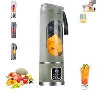 Frullatore portatile da 450 ml, spremiagrumi con 12 lame, display digitale a 3 modalità, ricaricabile tramite USB, mini tritaghiaccio per frutta, frappè, bevande ghiacciate fresche green