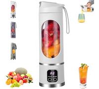 Frullatore portatile da 450 ml, spremiagrumi con 12 lame, display digitale a 3 modalità, ricaricabile tramite USB, mini tritaghiaccio per frutta, frappè, bevande ghiacciate fresche white