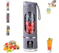 Frullatore portatile da 450 ml, spremiagrumi con 12 lame, display digitale a 3 modalità, ricaricabile tramite USB, mini tritaghiaccio per frutta, frappè, bevande ghiacciate fresche purple