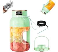 Frullatore portatile, frullatore per frullati ricaricabile tramite USB da 1200 ml con display digitale, lama in acciaio inox 304 per frullati, succhi, smoothie, da viaggio e per uso domestico(Green)