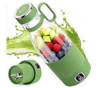 Frullatore portatile, MIAOKE 6 lame, spremiagrumi per frullati,mini frullatore da 350 ml con display a LED, ricaricabile tramite USB, batteria ricaricabile da 3000 mAh, per casa, viaggi,verde avocado