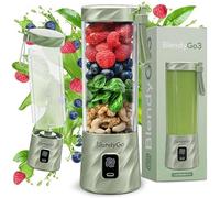 Frullatore portatile mini frullatore elettrico BlendyGo 3 usb ricaricabile tritatutto elettrico frullo piccolo blender smoothie maker trita ghiaccio e frutta congelata (Matcha Metallic)