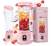 Frullatore portatile mini frullatore elettrico BlendyGo 3 usb ricaricabile tritatutto elettrico frullo piccolo blender smoothie maker trita ghiaccio e frutta congelata (Rosa)