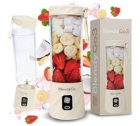 Frullatore portatile mini frullatore elettrico BlendyGo 3 usb ricaricabile tritatutto elettrico frullo piccolo blender smoothie maker trita ghiaccio e frutta congelata (Beige)