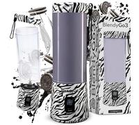 Frullatore portatile mini frullatore elettrico BlendyGo 3 usb ricaricabile tritatutto elettrico frullo piccolo blender smoothie maker trita ghiaccio e frutta congelata (Zebra)