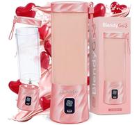 Frullatore portatile mini frullatore elettrico BlendyGo 3 usb ricaricabile tritatutto elettrico frullo piccolo blender smoothie maker trita ghiaccio e frutta congelata (Sugar Pink)
