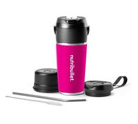 FRULLATORE PORTATILE NUTRIBULLET NBP 016MA, 100 Watt, 590 ml, Nero, Rosa, Potenza 100 W, Caraffa da 590 ml, 10 velocità, Acciaio inox, Nero, Rosa