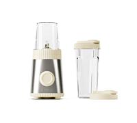 Guzzini, Sous Chef, Frullatore On-the-Go con Due Bicchieri Ermetici, 600ml e 300ml, Doppia Lama in Acciaio Inox, Funzione Pulse, Due Velocità, Bio-based (Cream)