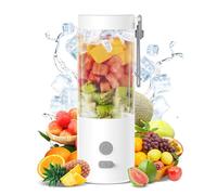 Frullatore portatile per frullati e frullati, 450 ml, mini mixer con 6 lame ad ultrasuoni, mini frullatore USB ricaricabile per alimenti per bambini, viaggi, palestra (bianco)
