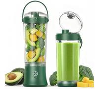 Frullatore portatile per frullati e smoothie,TOPESCT mini frullatore personale da 500 ml,ricaricabile tramite USB con 6 lame ultra affilate per viaggi,ufficio e sport(Verde nerastro)