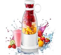 Frullatore portatile ricaricabile, 350 ml, potente tazza per frullati personali per bevande sane, casa, ufficio, scuola e viaggi, bianco