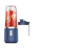 Frullatore portatile ricaricabile, 500 ml, senza BPA, tazza da viaggio con 6 lame, per casa, palestra, senza fili, a prova di perdite (blu/rosa) (blu (tazza singola + coperchio))