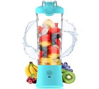 Frullatore portatile, ricaricabile tramite USB, con 6 lame, ideale per frullati, frullati e succhi, design compatto per viaggi e uso in viaggio