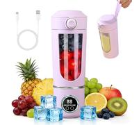 Frullatore portatile Smoothie Maker, 700 ml Mini estrattore, tipo-C ricaricabile, con 12 lame inossidabili, bicchiere con coperchio anti-perdita e apertura per bere, per frappè, succo, smoothie (viola