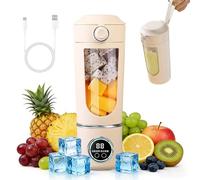 Frullatore portatile Smoothie Maker, 700 ml, piccolo spremiagrumi, ricaricabile tramite Type-C, con 12 lame in acciaio inossidabile, tazza con coperchio a prova di perdite e apertura per bere, per