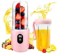 Frullatore portatile, spremiagrumi elettrico portatile con display digitale, batteria da 1500 mAh, uso wireless, testa di taglio SUS da 16 fogli, alta velocità - per auto/campeggio/ufficio