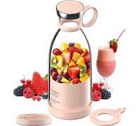 Frullatore Portatile USB Ricaricabile Personale, Shake Mixer Wireless per Sport, Campeggio, Fitness - Con Coperchio (Rosa)
