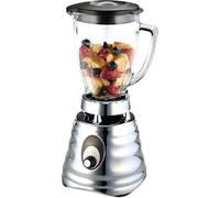 Frullatore, Potenza 600 W, 3 Velocità, Lama a 4 Punte in Acciaio Inox, Bicchiere Graduato in Vetro Borosilicato da 1.25 L con Dosatore, Sistema All Metal Drive, Argento