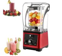 Frullatore/spremiagrumi silenzioso da banco, frullatore silenzioso commerciale, super motore da 2500 W, lame in acciaio inox a sei lame, adatto per succhi e frullati.(Red)
