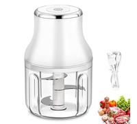 Frullatore tritaverdure elettrico 250 ml tritacipolle ricarica USB multifunzione con 3 lame in acciaio inossidabile per cipolla, aglio, carne, verdura e frutta, bianco