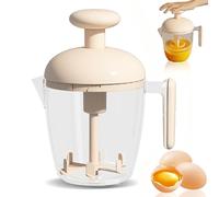 Frullino per le uova Press The Egg Beater Cup, sbattitore manuale per uova, sbattitore per le uova semiautomatico rotante a spinta manuale, frullatore multifunzione, per sbattere le uova(Beige)