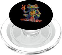 Fruna hippie groovy degli anni '70 che mostra il segno di PopSockets PopGrip per MagSafe