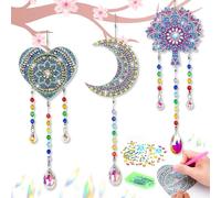 Frundoo 3 pezzi 5D Diamond Paint Sun Capture, Diamond Art Painting Wind Chimes, DIY Crystal Chandelier Fan Prismatic Window Patio Garden Decorazione