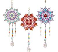 Frundoo Diamond Painting Ciondoli Campanelli Eolicikit, 5D DIY Diamond Painting Mandala Kit Completo, Doppia Faccia Appeso in Cristallo Pittura Diamante Arte Ornamenti per Bambino Adulto