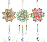 Frundoo Diamond Painting Ciondoli Campanelli Eolicikit, 5D DIY Diamond Painting Mandala Kit Completo, Doppia Faccia Appeso in Cristallo Pittura Diamante Arte Ornamenti per Bambino Adulto