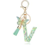 Frundoo Portachiavi iniziale, portachiavi da donna, portachiavi farfalla, portachiavi alfabeto borsa scuola, regalo di Natale regalo portachiavi portachiavi della A -Z Borsa Zaini Accessorio