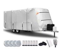 FRUNO Copertura per camper 300D per rimorchio da viaggio, 4,7-55,9 cm, antivento e anti-UV, copertura per camper per neve invernale con copertura per cric e 4 coperture per pneumatici